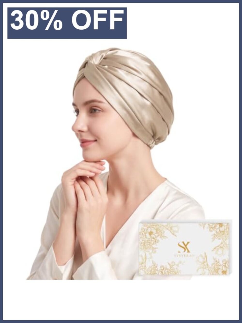 19MM Mulberry Silk Hair Bonnet for Sleeping Women Adjustable Sleep Cap